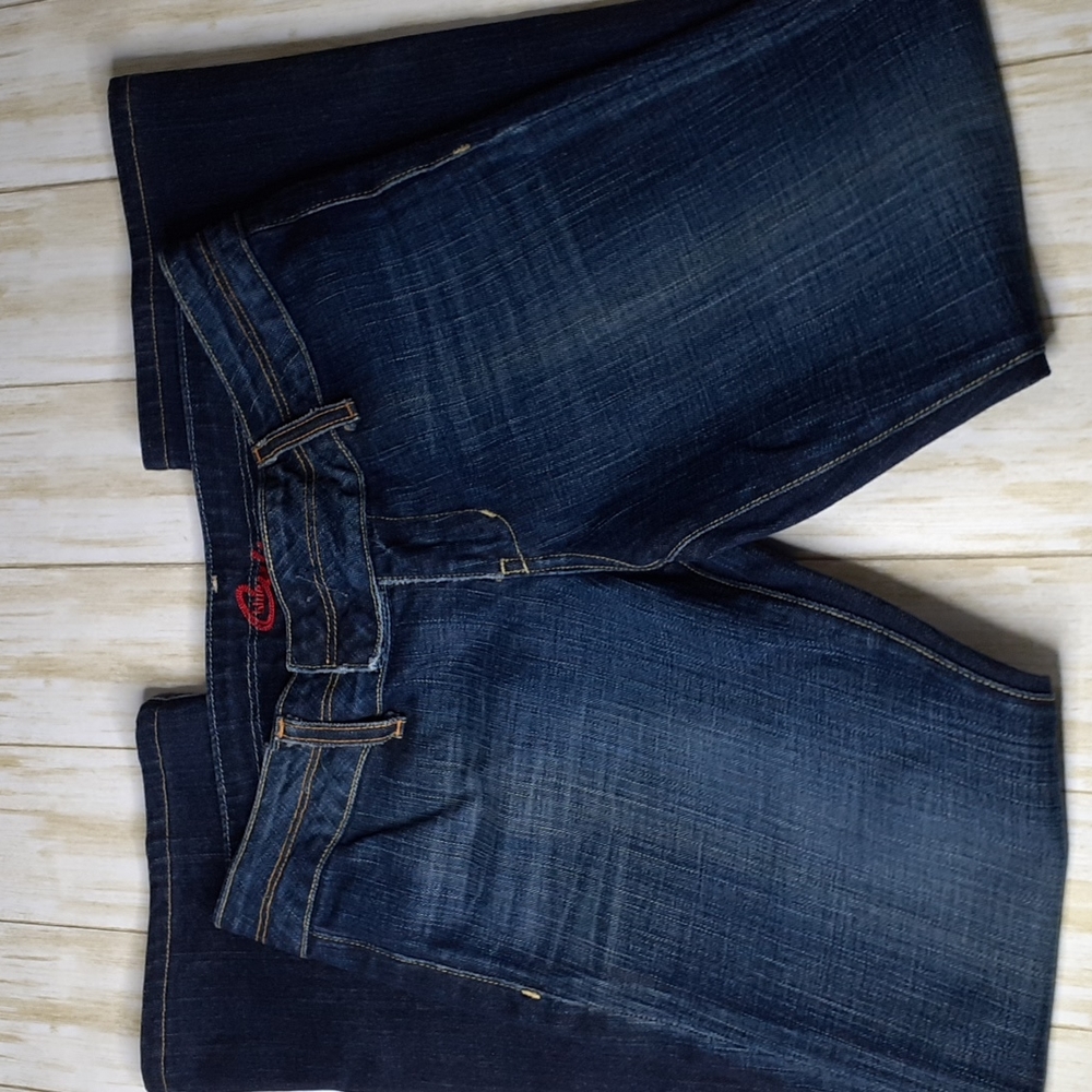🇺🇸 Blue Cult Bootcut Blue Jeans No Pockets Snap Closure Size 28